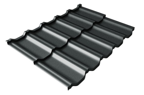Металлочерепица модульная Квинта Uno Grand Line c 3D резом 0,5 GreenСoat Pural Matt RR2Н3 (RAL 7016 антрацитово-серый) купить в Новосибирске