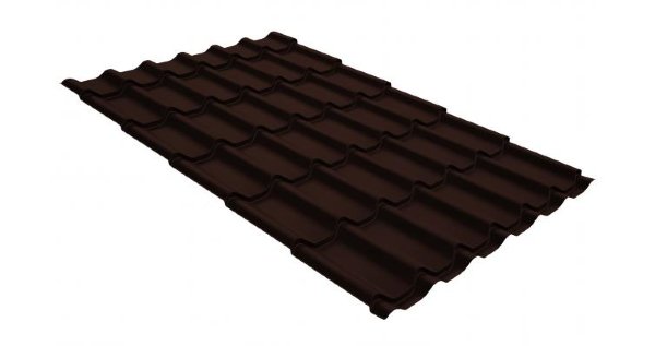 Металлочерепица классик GL 0,5 GreenCoat Pural Matt RR 887 шоколадно-коричневый (RAL 8017 шоколад) купить в Новосибирске