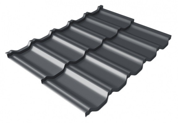 Металлочерепица модульная Квинта Uno Grand Line c 3D резом 0,5 Satin Мatt RAL 7024 мокрый асфальт купить в Новосибирске