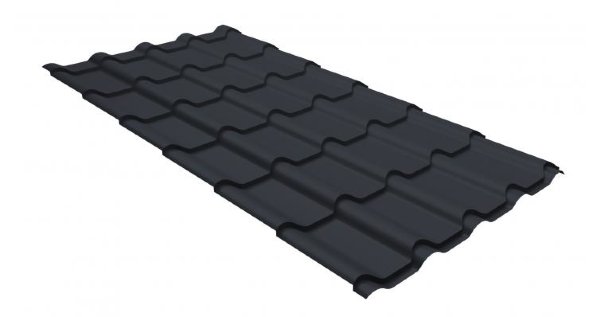 Металлочерепица камея GL 0,5 GreenCoat Pural matt RR 23 темно-серый (RAL 7024 мокрый асфальт) купить в Новосибирске