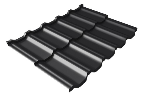 Металлочерепица модульная Квинта Uno Grand Line c 3D резом 0,5 GreenСoat Pural Matt RR 33 черный (RAL 9005 черный) купить в Новосибирске