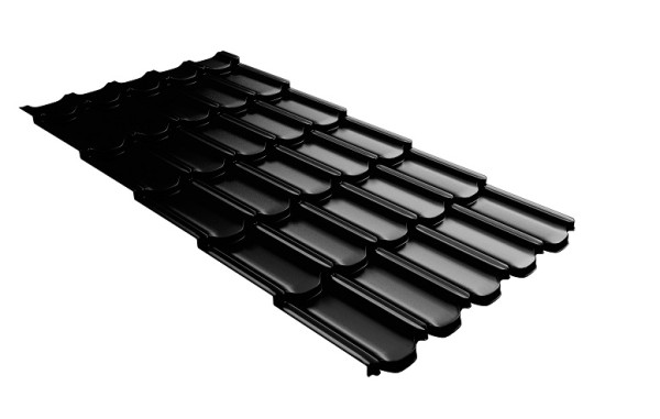 Металлочерепица квинта плюс с 3D резом 0,5 GreenСoat Pural Matt RR 33 черный (RAL 9005 черный) купить в Новосибирске