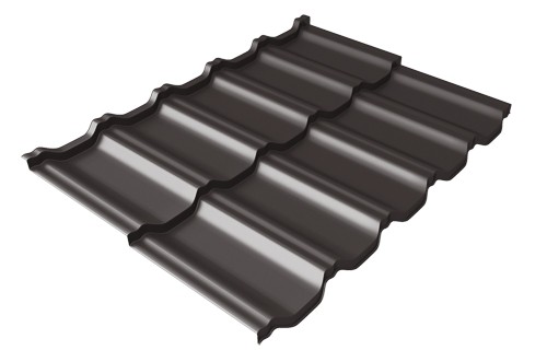 Металлочерепица модульная Квинта Uno Grand Line c 3D резом 0,5 GreenСoat Pural RR 32 темно-коричневый (RAL 8019 серо-коричневый) купить в Новосибирске