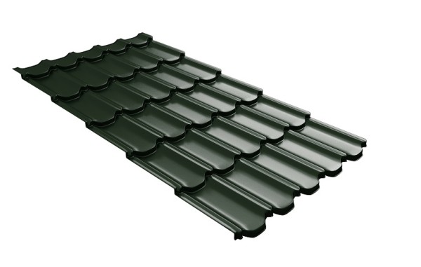 Металлочерепица квинта плюс с 3D резом 0,5 GreenСoat Pural RR 11 темно-зеленый (RAL 6020 хромовая зелень) купить в Новосибирске