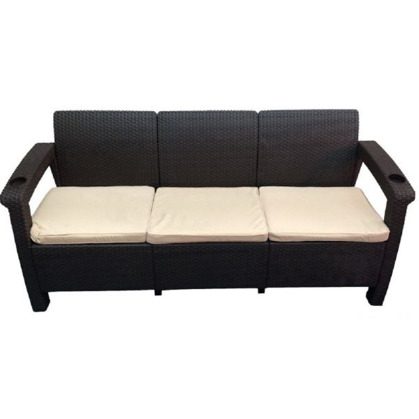 Трёхместный диван  Yalta Sofa 3 Seat венге купить в Новосибирске