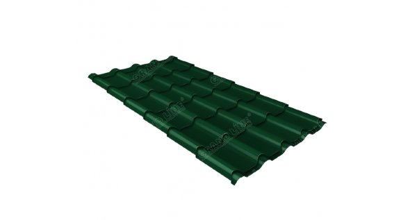 Металлочерепица камея 0,5 Satin RAL 6005 зеленый мох купить в Новосибирске