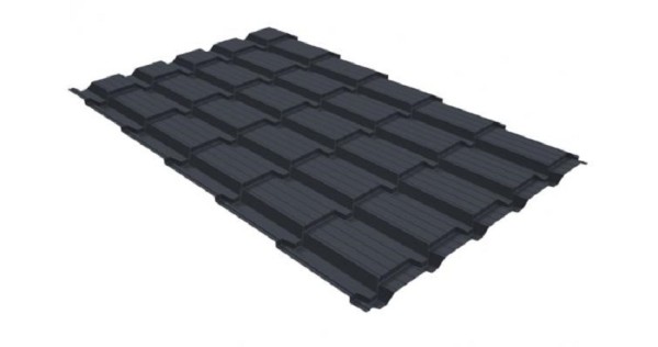 Металлочерепица GL квадро профи 0,5 GreenCoat Pural RR 23 темно-серый (RAL 7024) мокрый асфальт купить в Новосибирске