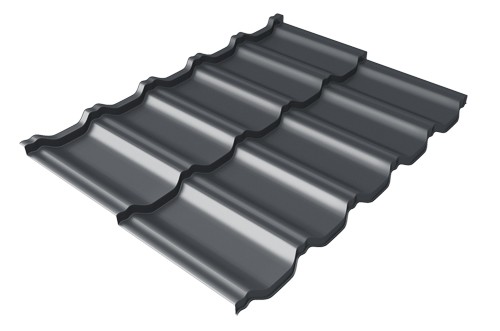 Металлочерепица модульная Квинта Uno Grand Line c 3D резом 0,5 Satin RAL 7024 мокрый асфальт купить в Новосибирске