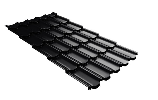 Металлочерепица квинта плюс с 3D резом 0,5 Satin Мatt RAL 9005 черный купить в Новосибирске