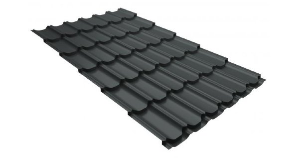 Металлочерепица квинта плюс 0,5 GreenCoat Pural RR 23 темно-серый (RAL 7024 мокрый асфальт) купить в Новосибирске