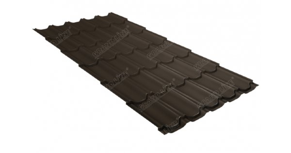 Металлочерепица квинта плюс 0,5 GreenCoat Pural Matt RR 32 темно-коричневый (RAL 8019 серо-коричневый) купить в Новосибирске